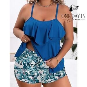 B2Prity Plus Size Boyshort Flounce Tankini Swimsuit Size 20W